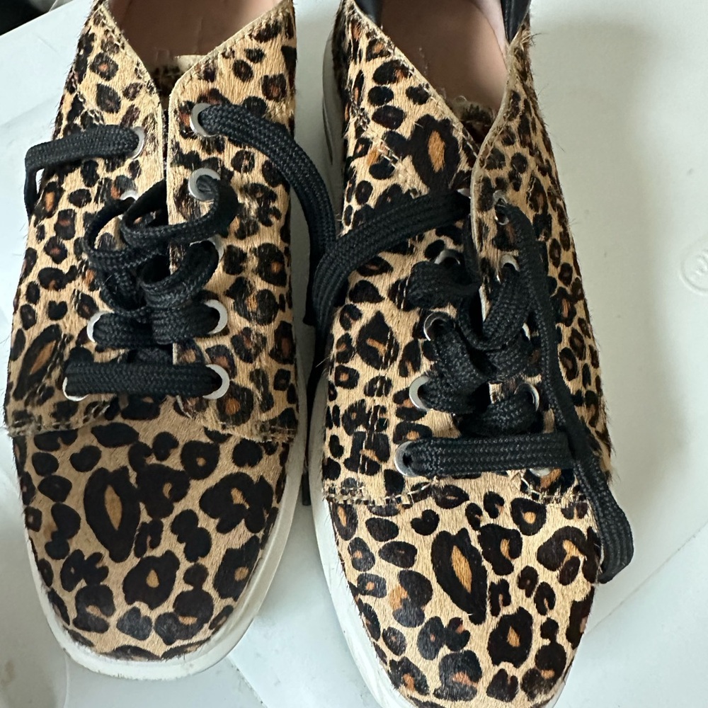 Paolo Leopard Print Shoes with Black Trim
